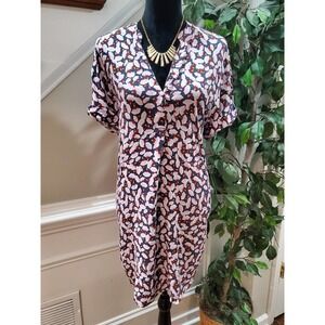 Anna Glover Women Multicolor V-Neck Short Sleeve Casual Knee Length Dress Size 8